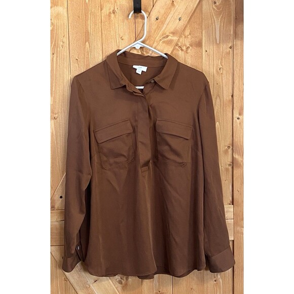 J Jill Soft Luxe Utility Popover Modal Brown Women's Medium - Picture 1 of 9